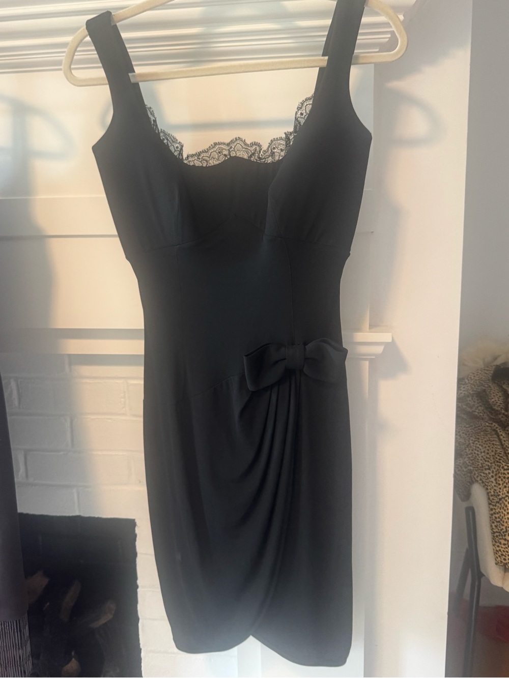 Blumarine couture designer made in Italy Black Evening Lace-Trim Dress